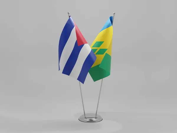 Saint Vincent Grenadines Cuba Cooperation Flags White Background Render — стокове фото