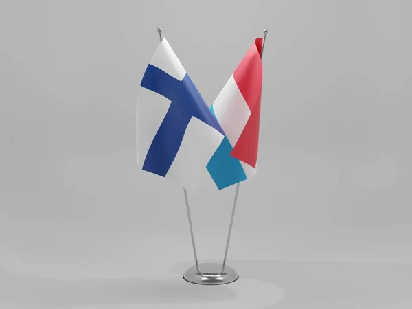 ルクセンブルク フィンランド協力旗 白の背景 3Dレンダリング — ストック写真