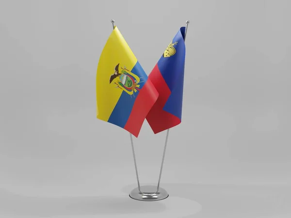 Lichtenštejnsko Vlajky Spolupráce Ekvádoru Bílé Pozadí Vykreslování — Stock fotografie