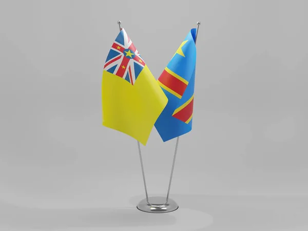 Demokratická Republika Kongo Niue Cooperation Flags Bílé Pozadí Render — Stock fotografie