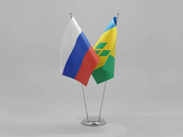 San Vicente Las Granadinas Banderas Cooperación Rusia Fondo Blanco Render —  Fotos de Stock