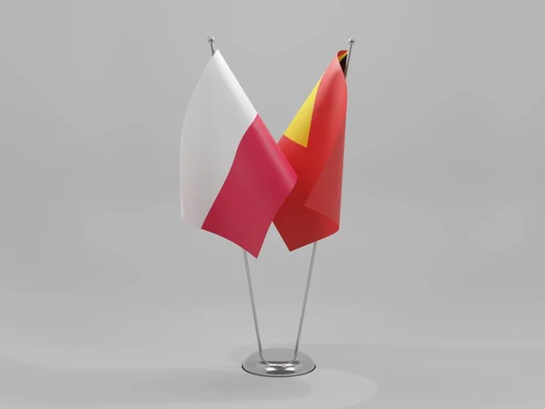 Timor Oriental Polonia Banderas Cooperación Fondo Blanco Render —  Fotos de Stock