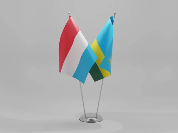 Ruanda Banderas Cooperación Luxemburgo Fondo Blanco Render — Foto de Stock