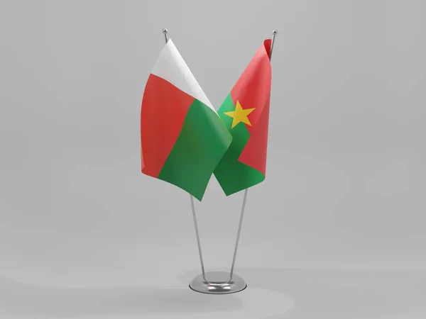 Burkina Faso Madagaszkári Együttműködési Zászlók Fehér Háttér Render — Stock Fotó