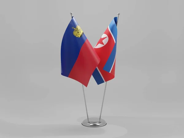 Nordkorea Liechtenstein Kooperationsflaggen Weißer Hintergrund Render — Stockfoto