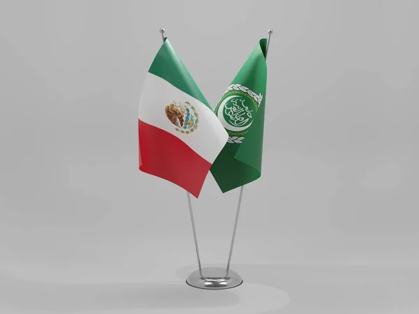 Liga Árabe Banderas Cooperación México Fondo Blanco Render — Foto de Stock