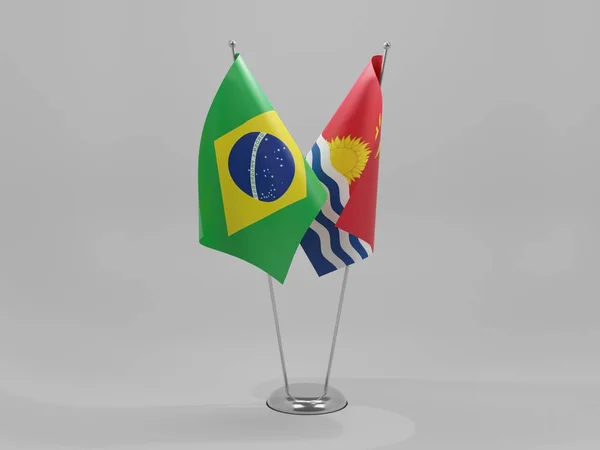 Kiribati Brazilië Samenwerking Vlaggen Witte Achtergrond Render — Stockfoto