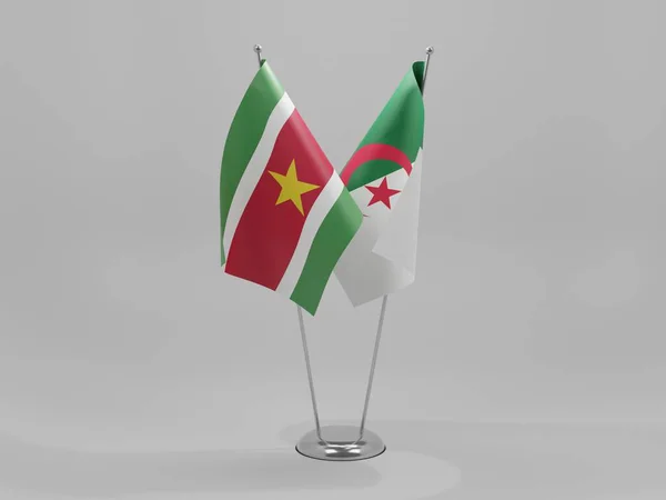 Algéria Suriname Együttműködési Zászlók Fehér Háttér Render — Stock Fotó