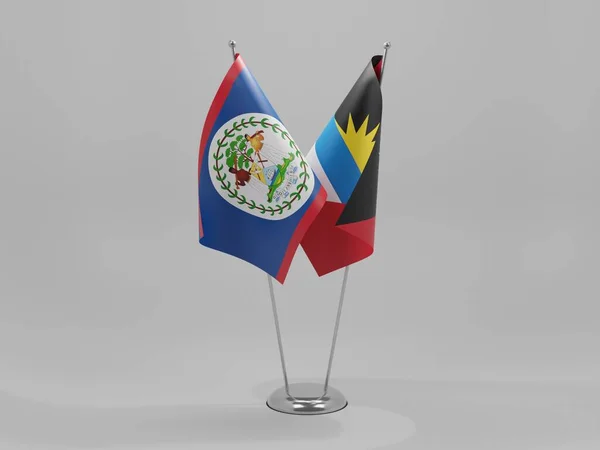 Antigua Barbuda Belize Flagi Współpracy Białe Tło Render — Zdjęcie stockowe