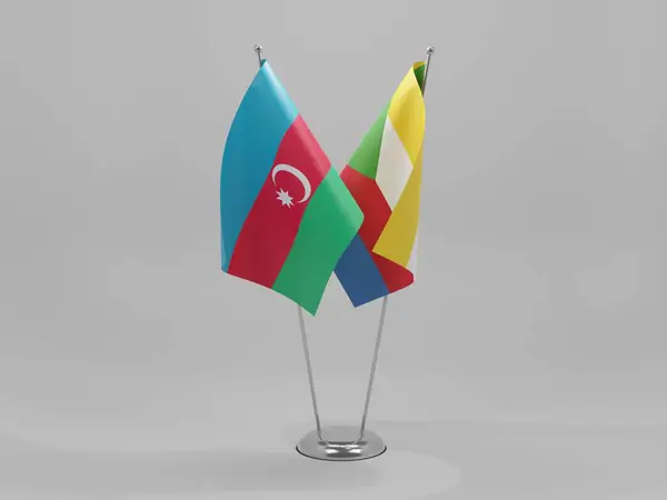 Comoras Banderas Cooperación Azerbaiyán Fondo Blanco Render — Foto de Stock