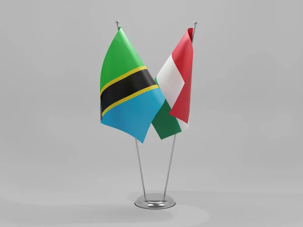 Ουγγαρία Τανζανία Σημαίες Συνεργασίας Λευκό Φόντο Render — Φωτογραφία Αρχείου