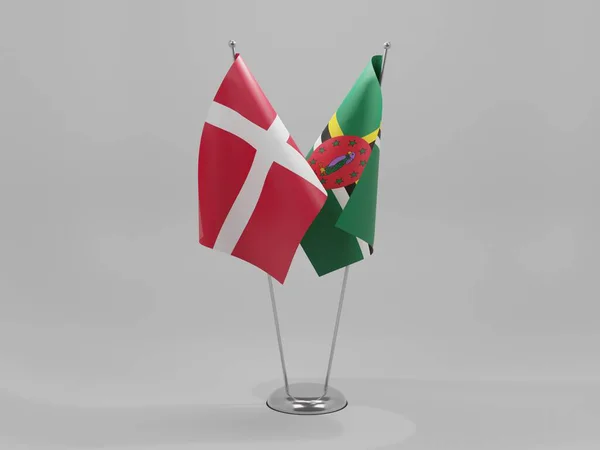 Dominika Dánsko Spolupráce Vlajky Bílé Pozadí Vykreslování — Stock fotografie