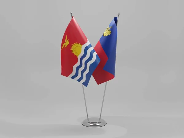 Liechtenstein Banderas Cooperación Kiribati Fondo Blanco Render — Foto de Stock
