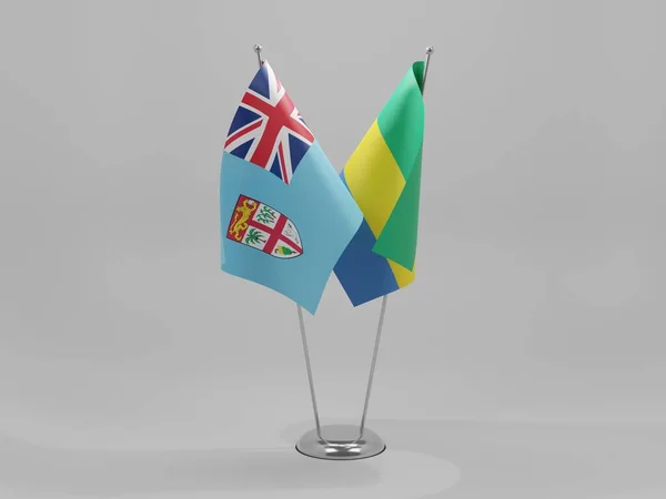 Gabon Fidži Vlajky Spolupráce Bílé Pozadí Vykreslování — Stock fotografie