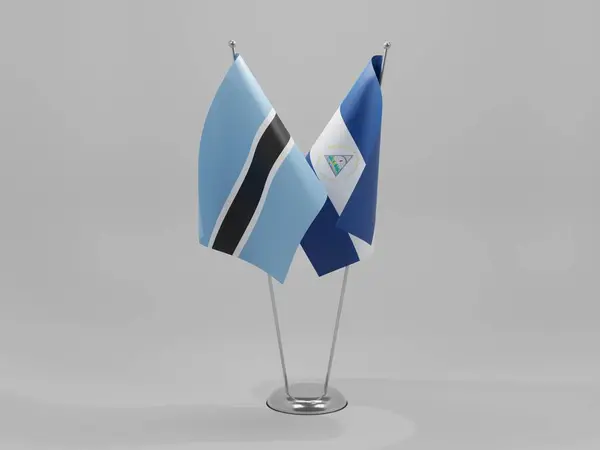 Nicaragua Banderas Cooperación Botswana Fondo Blanco Render — Foto de Stock