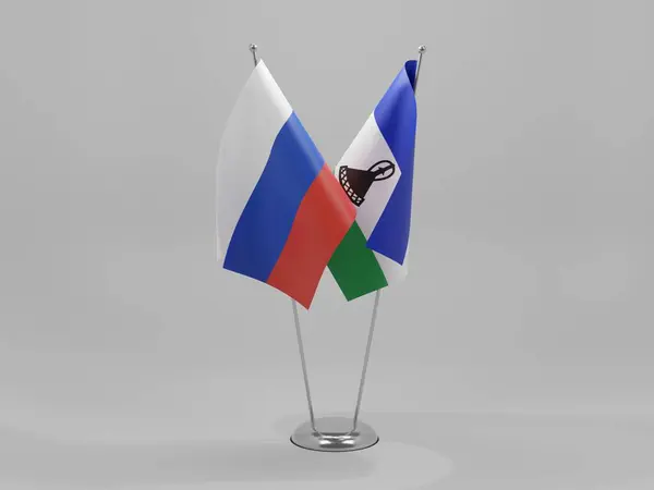Lesotho Russie Drapeaux Coopération Fond Blanc Render — Photo