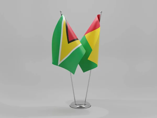 Guinea Bissau Guyana Cooperation Flags White Background Render — стокове фото