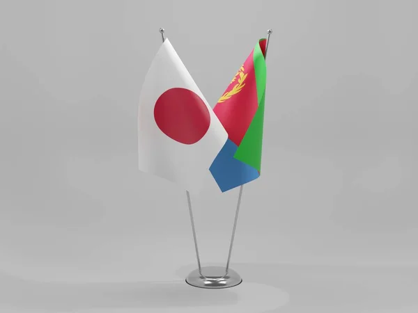 Eritreia Bandeiras Cooperação Japão Fundo Branco Render — Fotografia de Stock