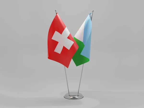 Djibouti Швейцарія Співпраця Flags White Background Render — стокове фото