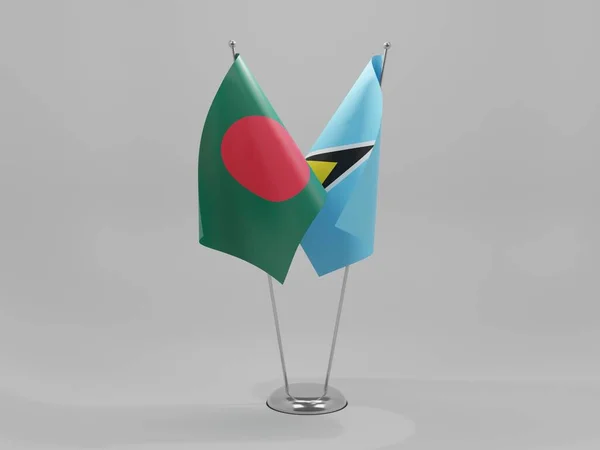 Saint Lucia Bangladesh Cooperation Flags White Background Render — 스톡 사진