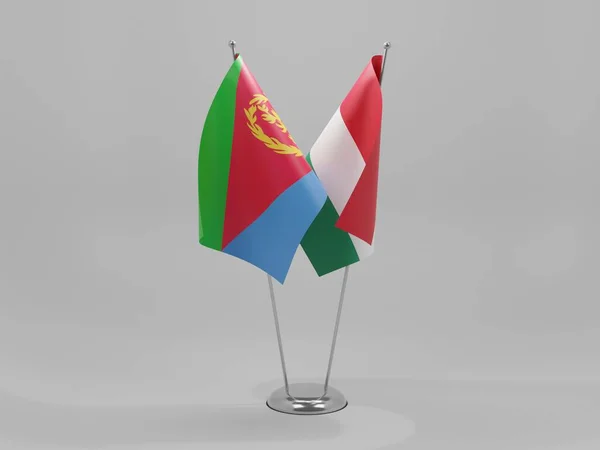Hongarije Eritrea Samenwerkingsvlaggen Witte Achtergrond Render — Stockfoto
