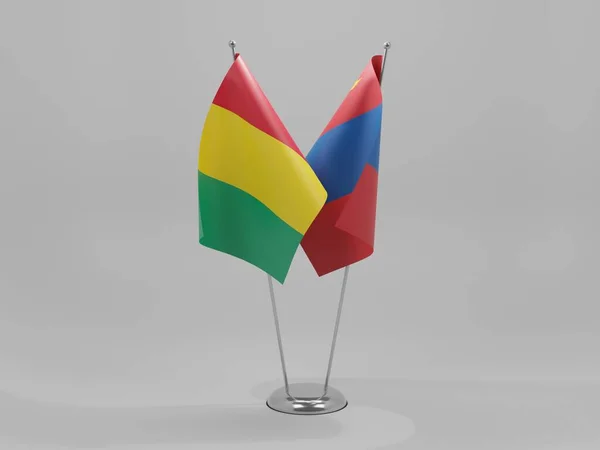 Mongolia Guinea Cooperation Flags White Background Render — стокове фото