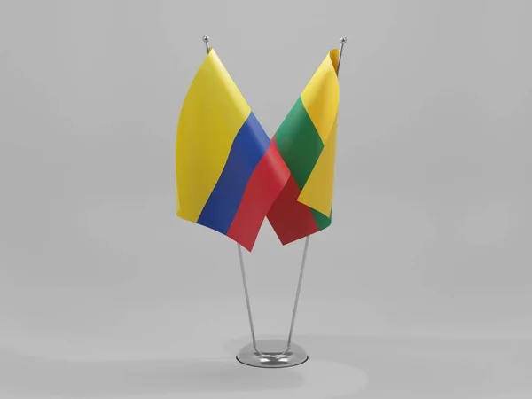 Lituanie Drapeaux Coopération Colombie Fond Blanc Render — Photo