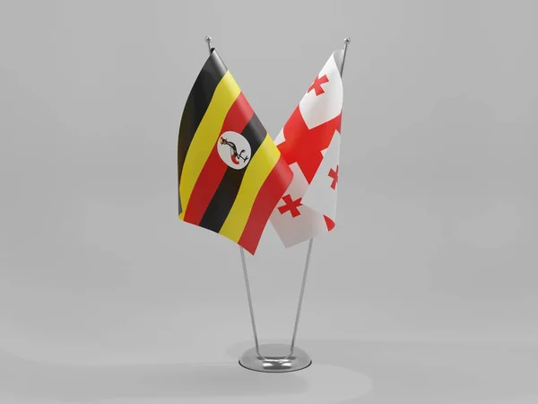 ジョージア ウガンダ協力旗 白背景 3Dレンダリング — ストック写真