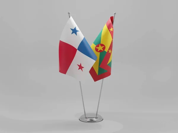Grenada Panama Együttműködési Zászlók Fehér Háttér Render — Stock Fotó