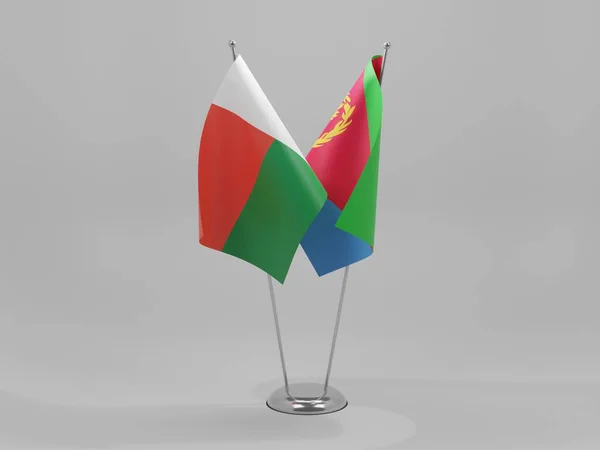 Érythrée Madagascar Drapeaux Coopération Fond Blanc Render — Photo