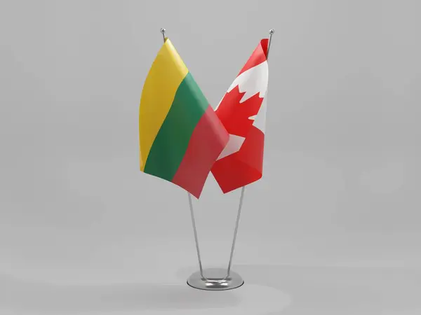 Banderas Cooperación Canadá Lituania Fondo Blanco Render —  Fotos de Stock