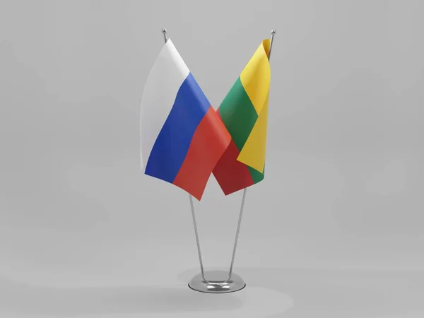 Litauen Russland Kooperationsfahnen Weißer Hintergrund Render — Stockfoto