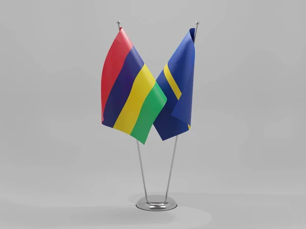Nauru Mauritius Cooperation Flags White Background Render — стокове фото