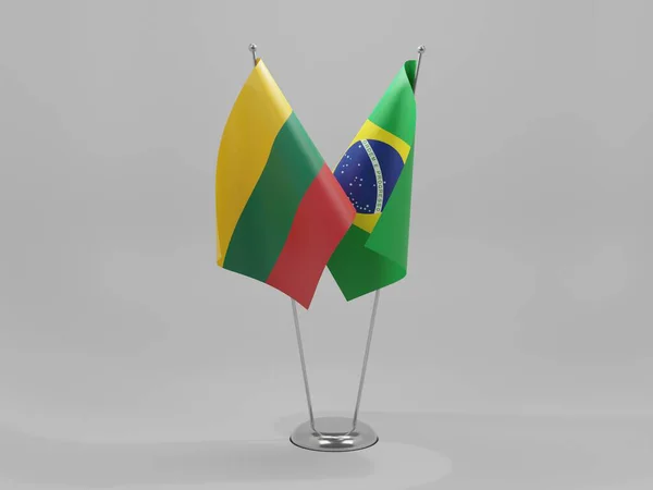 Brasil Lituânia Bandeiras Cooperação Fundo Branco Render — Fotografia de Stock