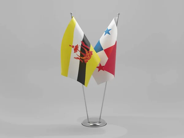 Σημαίες Συνεργασίας Παναμά Μπρουνέι Λευκό Φόντο Render — Φωτογραφία Αρχείου
