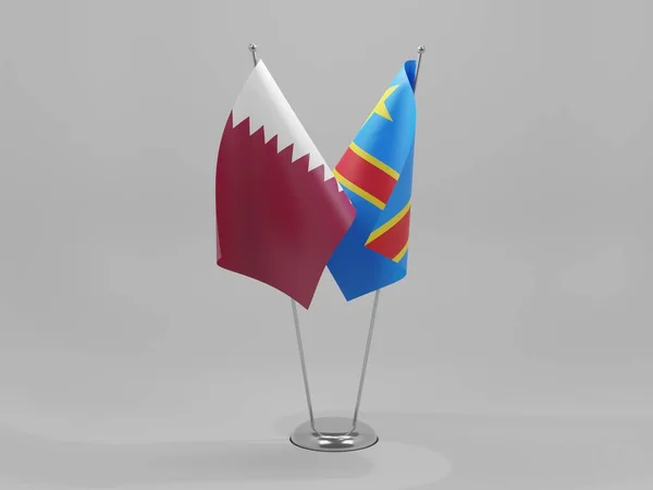 Congo Democratic Republic Катар Флаги Сотрудничества Белый Фон Рендер — стоковое фото