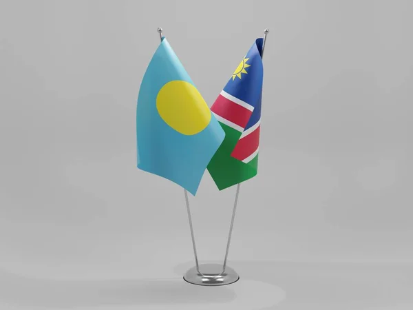 Palau Cooperation Flags White Background Render — 스톡 사진