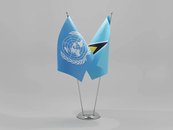 セントルシア 国連協力旗 白の背景 3Dレンダリング — ストック写真