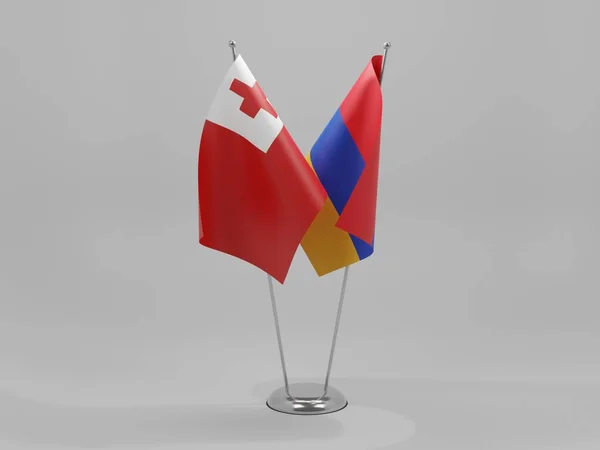 Armenien Tonga Flaggen Weißer Hintergrund Render — Stockfoto