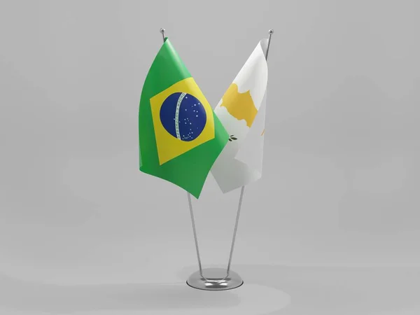 Chipre Bandeiras Cooperação Brasil Fundo Branco Render — Fotografia de Stock