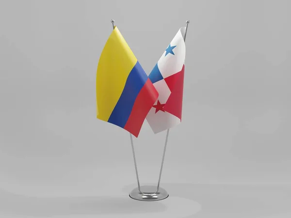 Panamá Colombia Banderas Cooperación Fondo Blanco Render — Foto de Stock