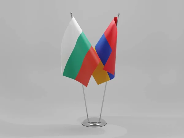 Armenia Banderas Cooperación Bulgaria Fondo Blanco Render —  Fotos de Stock
