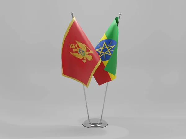 Äthiopien Montenegro Kooperationsflaggen Weißer Hintergrund Render — Stockfoto