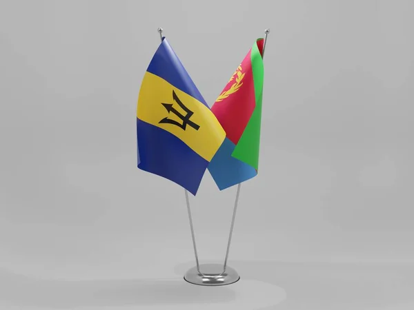 Eritrea Bandiere Cooperazione Barbados Sfondo Bianco Render — Foto Stock