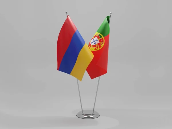 Portugal Armenia Cooperation Flags White Background Render — 스톡 사진