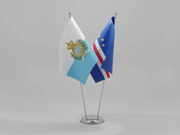 Cabo Verde Banderas Cooperación San Marino Fondo Blanco Render —  Fotos de Stock