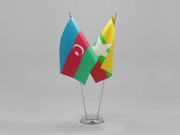 Myanmar Banderas Cooperación Azerbaiyán Fondo Blanco Render —  Fotos de Stock