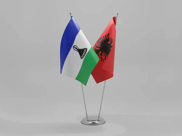 Albania Lesotho Cooperation Flags White Background Render — Stock Photo, Image