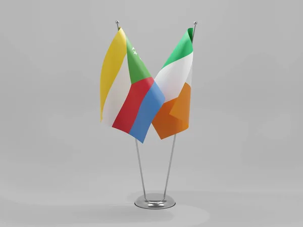 Ireland Comoros Cooperation Flags White Background Render — Stock Photo, Image