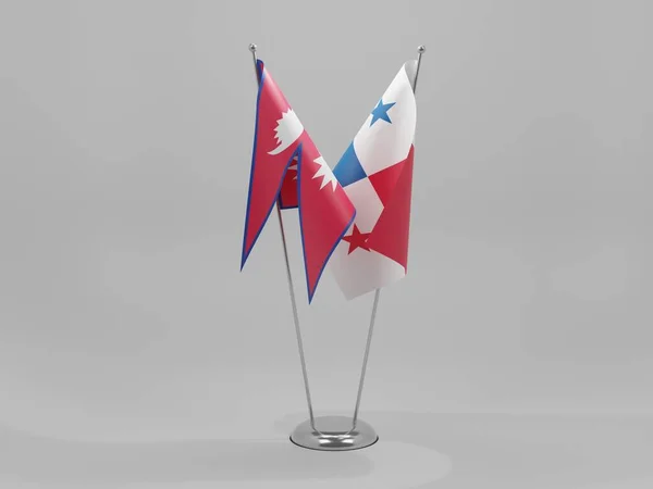 Panama Bandiere Cooperazione Nepal Sfondo Bianco Render — Foto Stock